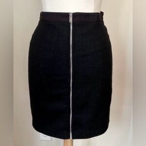 Esprit Black Full Zip Up Ribbon Waist Lined Wool Blend Casual Mini Skirt Size 8